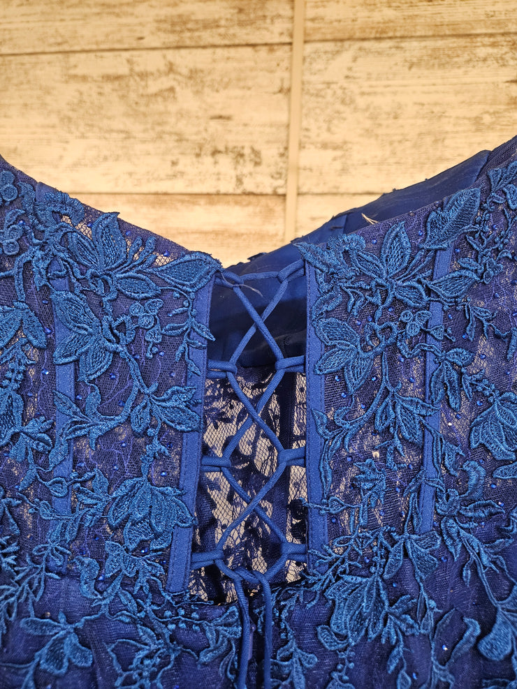 ROYAL BLUE/FLORAL MERMAID GOWN