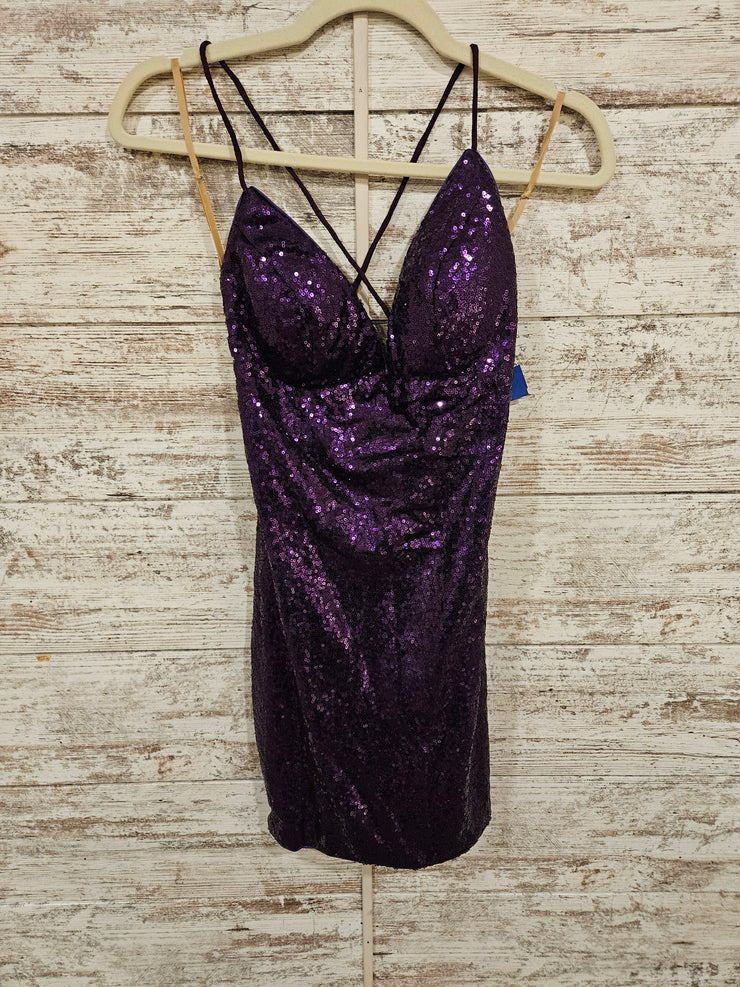 PURPLE SEQUIN SHORT DRESS- NEW