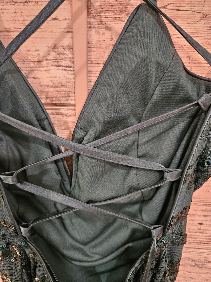 GREEN SPARKLY SHORT DRESS