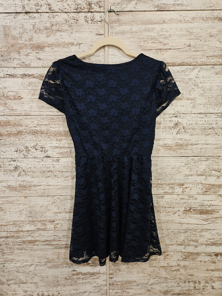 NAVY LACE SHORT DRESS