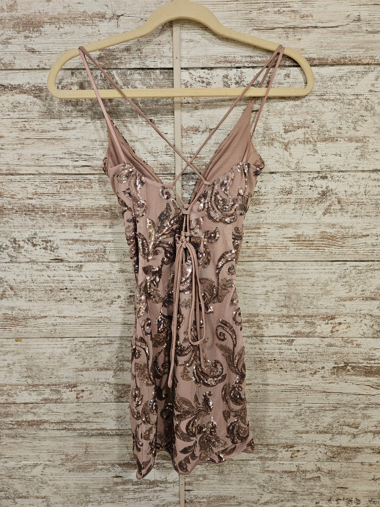 BLUSH SPARKLY SHORT DRESS