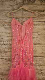 PINK FEATHER LONG DRESS (NEW)