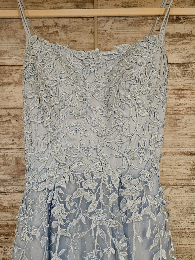 BLUE/FLORAL A LINE GOWN