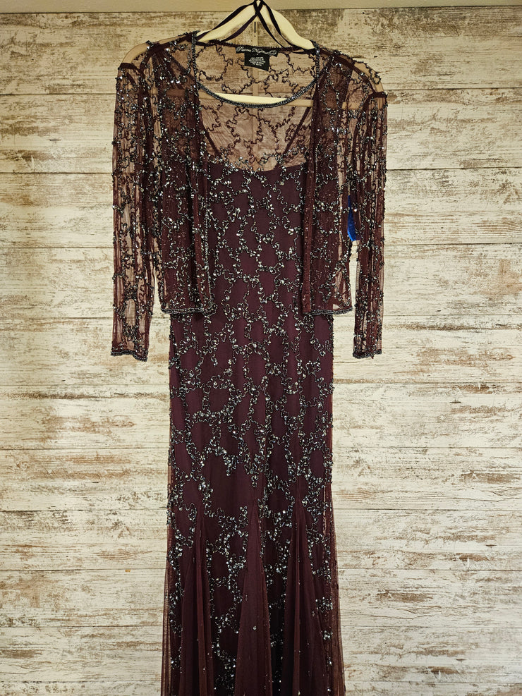 PURPLE BEADED 2 PC. LONG DRESS