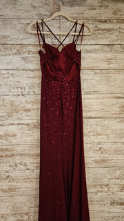 BURGUNDY SPARKLY LONG DRESS-NE