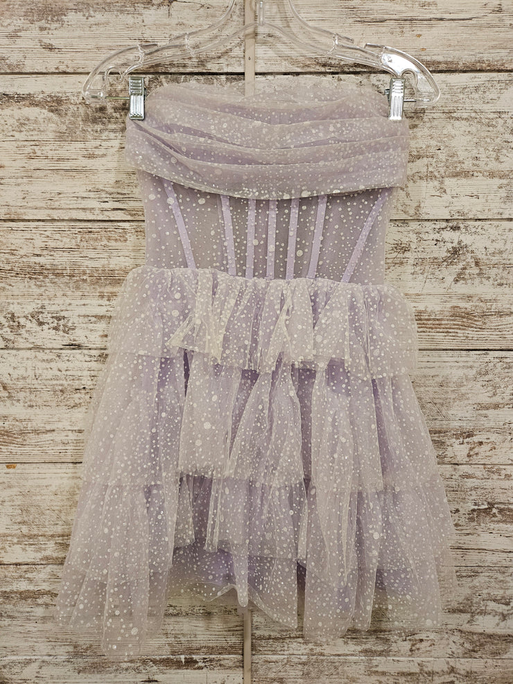 LAVENDER/WHITE SPARKLY DRESS