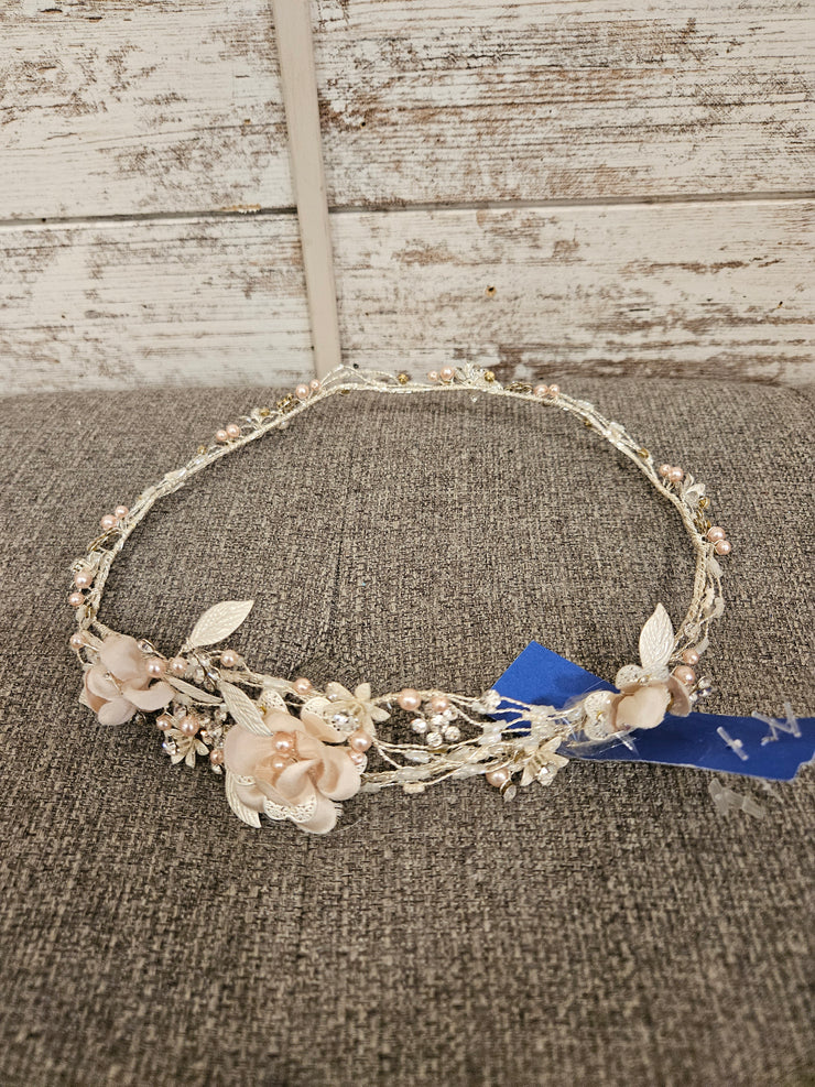 IVORY/BLUSH FLORAL HEADPIECE