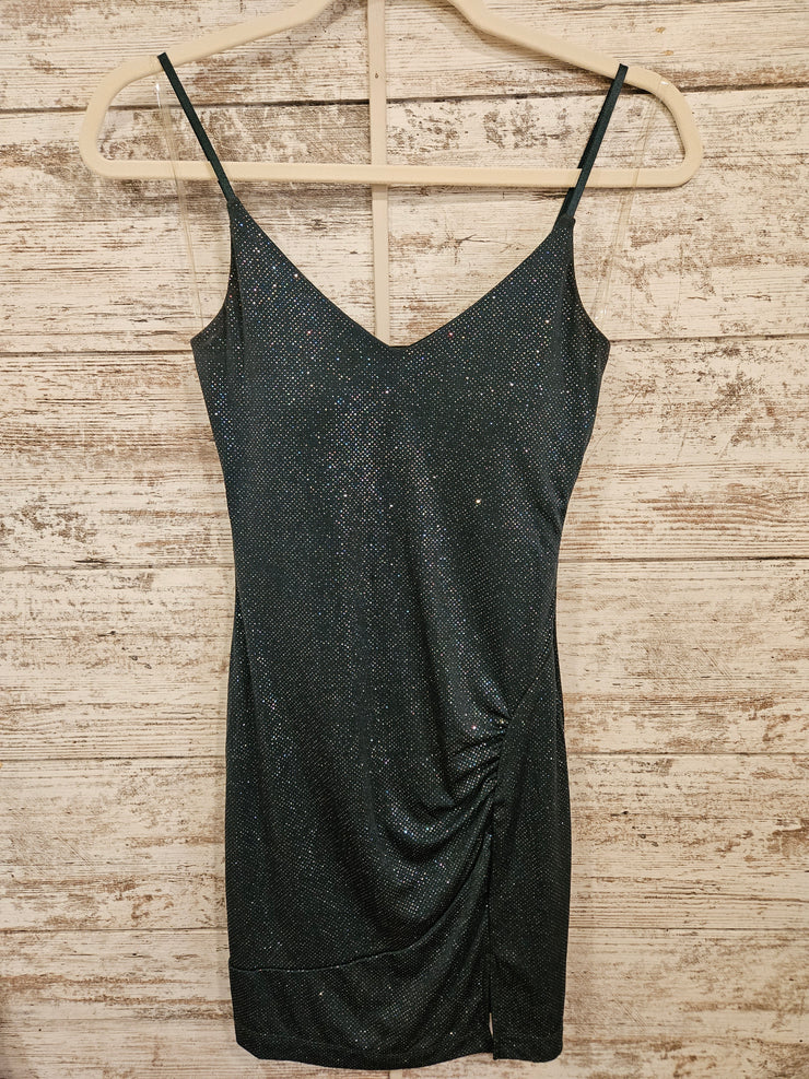 GREEN SPARKLY SHORT DRESS