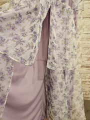 PURPLE/FLORAL A LINE GOWN -NEW