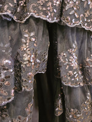 NAVY TIERED A LINE GOWN