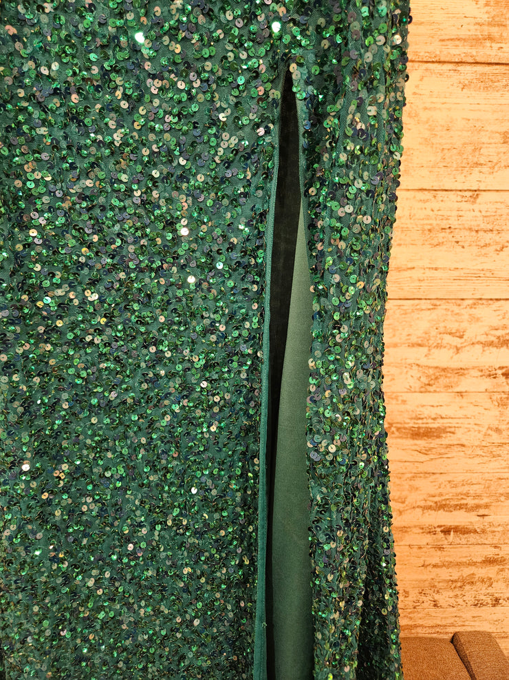 TEAL SPARKLY 1 SHOULDER DRESS