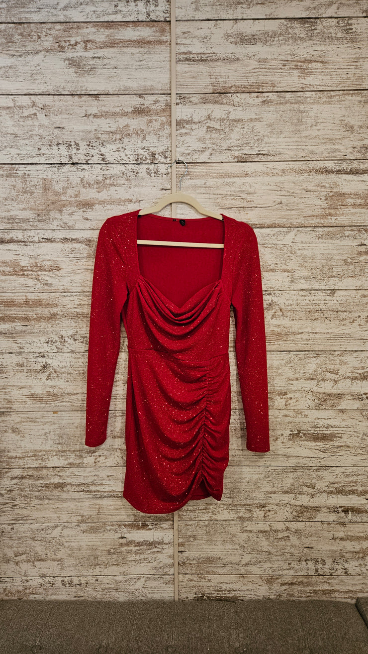 RED SPARKLY SHORT DRESS