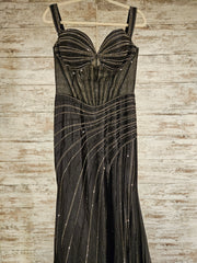 BLACK/SILVER SPARKLY LONG DRES