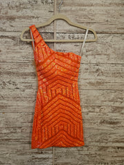 ORANGE SPARKLY SHORT DRESS