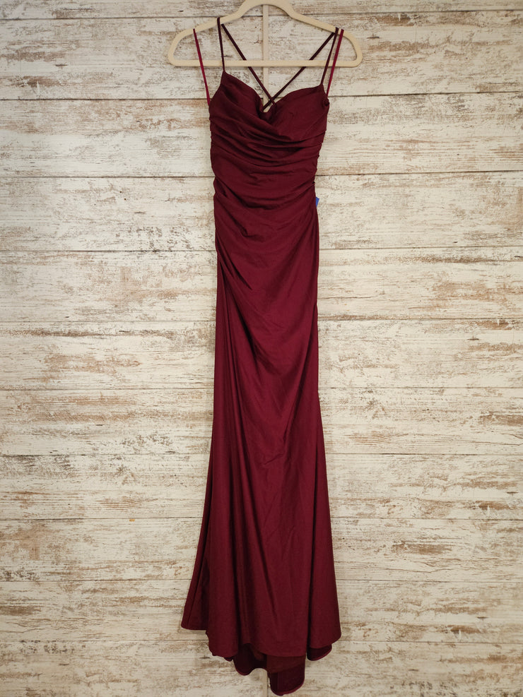 BURGUNDY LONG EVENING GOWN