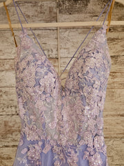 LAVENDER SPARKLY A LINE GOWN