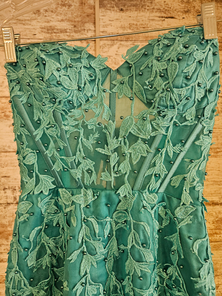 TEAL/FLORAL MERMAID GOWN (NEW)