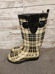 BLACK/IVORY CHECKED BOOTS