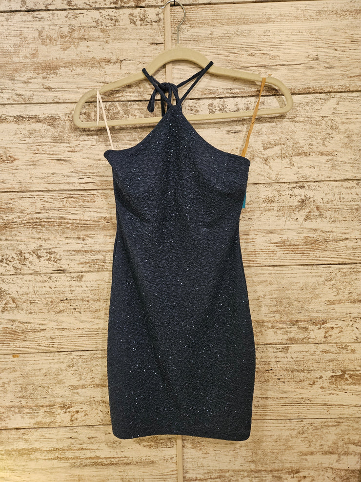 BLUE SPARKLY SHORT DRESS Savvy Seconds Boutique BLUE SPARKLY SHORT DRESS Savvy Seconds Boutique