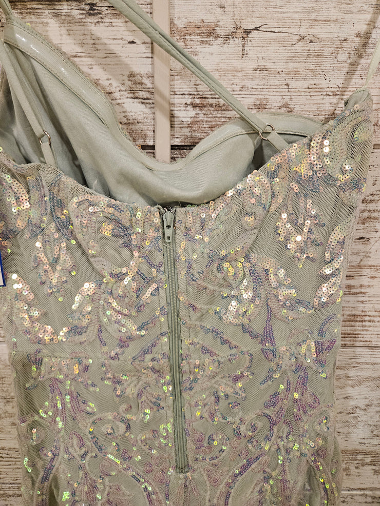 GREEN SPARKLY SHORT DRESS