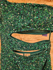 TEAL SPARKLY 1 SHOULDER DRESS