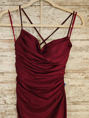 BURGUNDY LONG EVENING GOWN