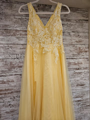 YELLOW/FLORAL A LINE GOWN