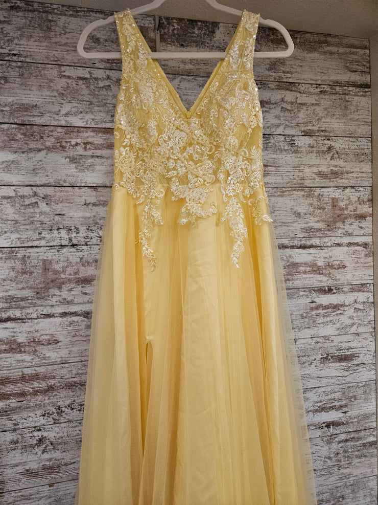 YELLOW/FLORAL A LINE GOWN