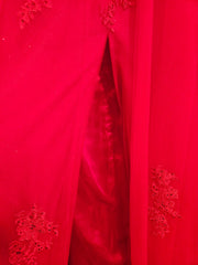 RED/FLORAL A LINE GOWN