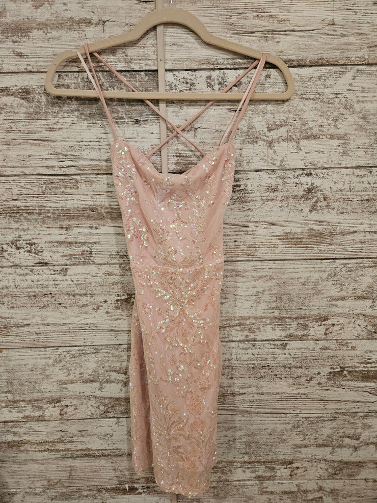 PINK SPARKLY SHORT DRESS