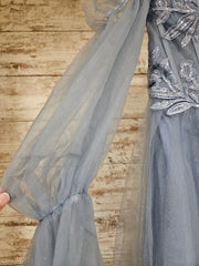 BLUE/FLORAL A LINE GOWN (NEW)