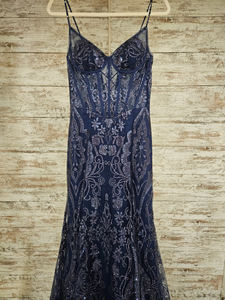 NAVY SPARKLY MERMAID GOWN-NEW