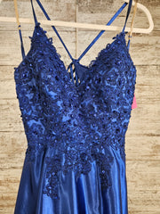 ROYAL BLUE A LINE GOWN