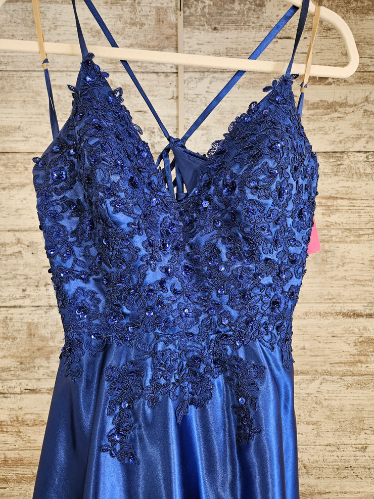ROYAL BLUE A LINE GOWN