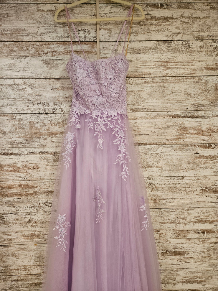 LAVENDER/FLORAL A LINE GOWN