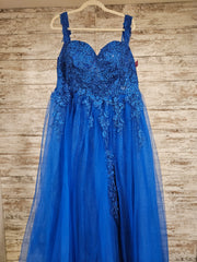 ROYAL BLUE/FLORAL A LINE GOWN