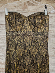 BLACK/GOLD LACE LONG DRESS