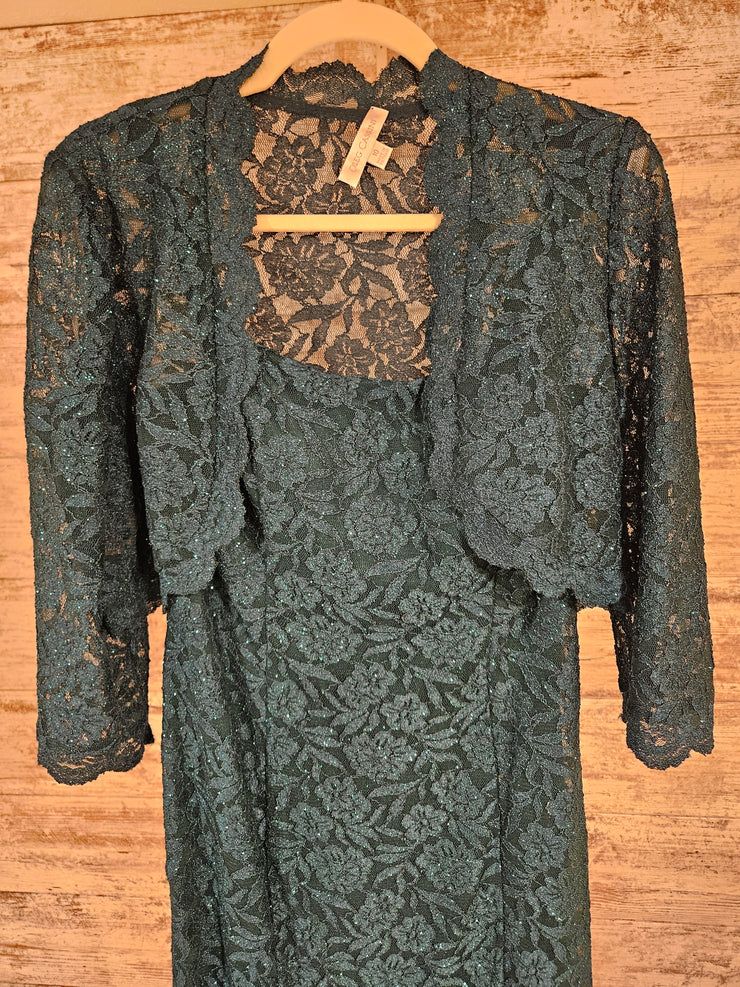 GREEN SPARKLY 2 PC. DRESS SET