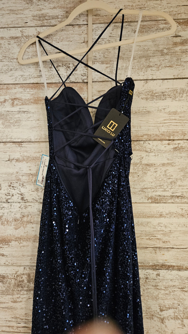 NAVY SPARKLY LONG DRESS (NEW)