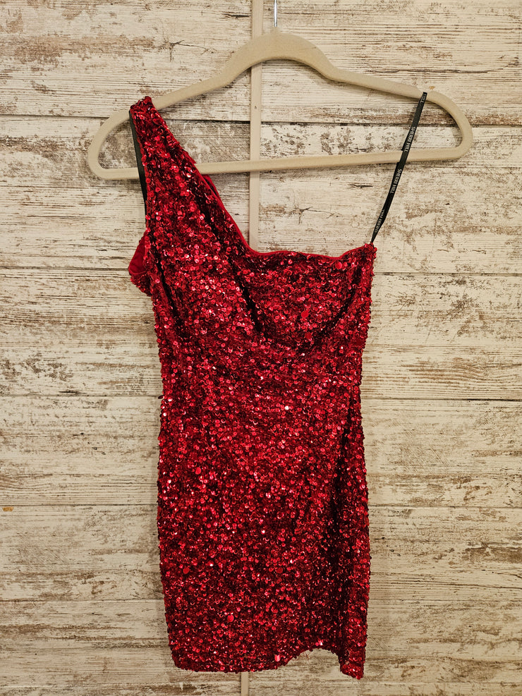 RED SEQUIN SHORT DRESS (NEW)