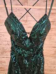 GREEN SPARKLY LONG EVENING GOW