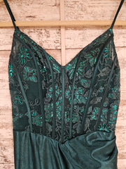 GREEN LONG EVENING GOWN