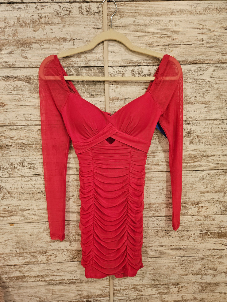 PINK LONG SLEEVE SHORT DRESS
