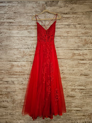 RED/FLORAL A LINE GOWN