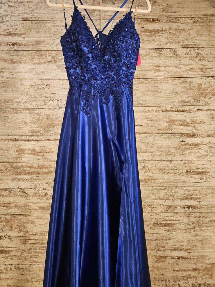 ROYAL BLUE A LINE GOWN