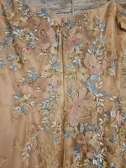 GOLD/FLORAL A LINE GOWN