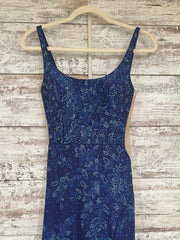 NAVY SPARKLY LONG EVENING GOWN