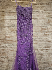PURPLE/FLORAL MERMAID GOWN-NEW