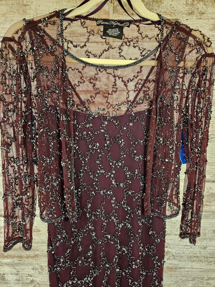 PURPLE BEADED 2 PC. LONG DRESS