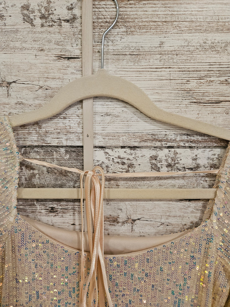 IVORY/GOLD SPARKLY SHORT DRESS